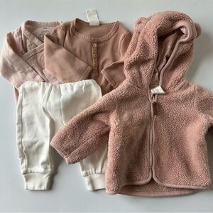 Bundle of four H&M Newborn Clothes Girl Jacket, Pants, Bodysuits Pink